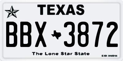 TX license plate BBX3872