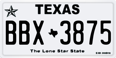 TX license plate BBX3875