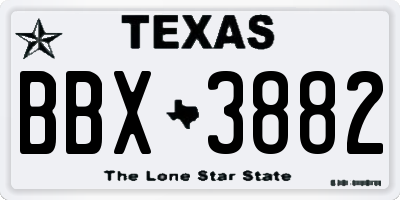 TX license plate BBX3882