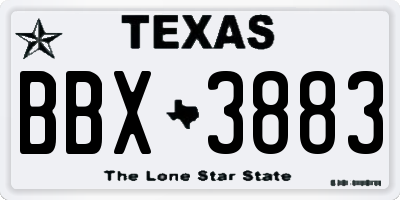 TX license plate BBX3883