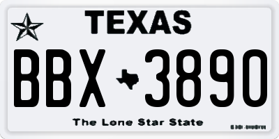 TX license plate BBX3890