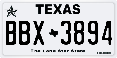 TX license plate BBX3894