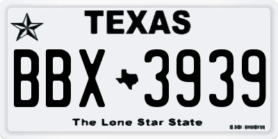 TX license plate BBX3939