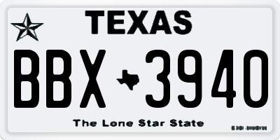 TX license plate BBX3940