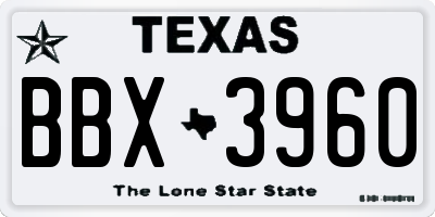 TX license plate BBX3960