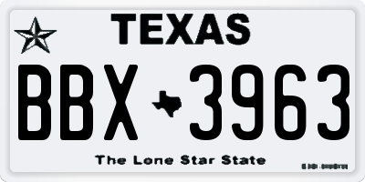 TX license plate BBX3963