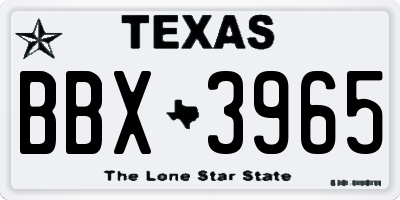 TX license plate BBX3965