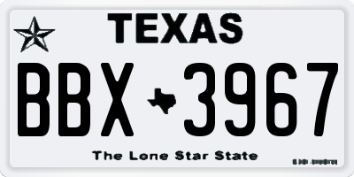 TX license plate BBX3967