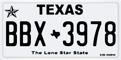 TX license plate BBX3978