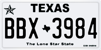 TX license plate BBX3984