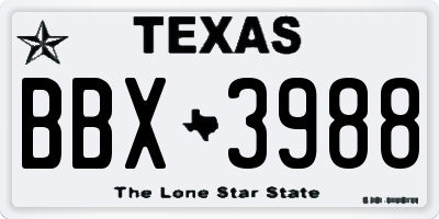 TX license plate BBX3988