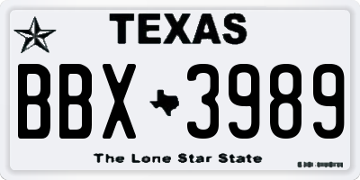 TX license plate BBX3989