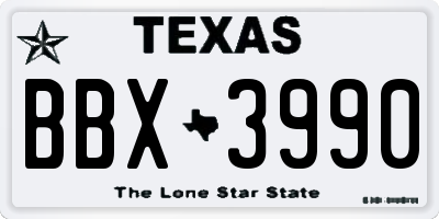 TX license plate BBX3990