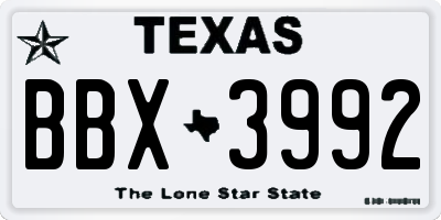 TX license plate BBX3992