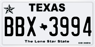 TX license plate BBX3994