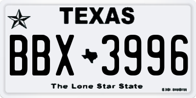 TX license plate BBX3996