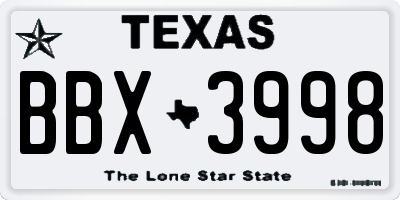 TX license plate BBX3998