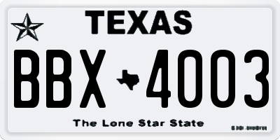 TX license plate BBX4003
