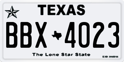 TX license plate BBX4023