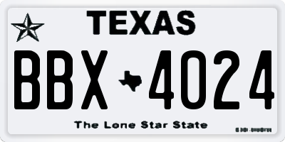 TX license plate BBX4024