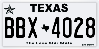 TX license plate BBX4028
