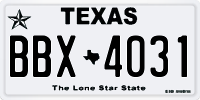 TX license plate BBX4031