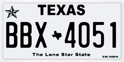 TX license plate BBX4051