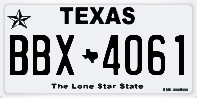 TX license plate BBX4061