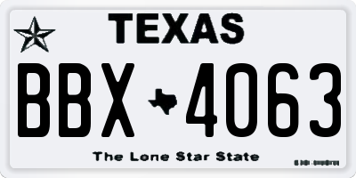 TX license plate BBX4063