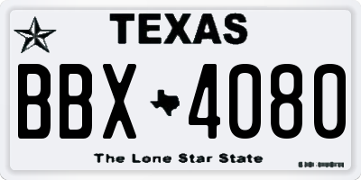 TX license plate BBX4080