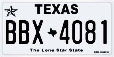TX license plate BBX4081
