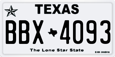 TX license plate BBX4093