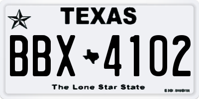 TX license plate BBX4102
