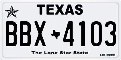 TX license plate BBX4103