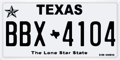 TX license plate BBX4104