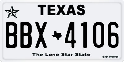 TX license plate BBX4106
