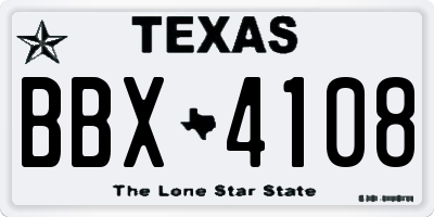 TX license plate BBX4108