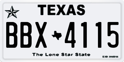 TX license plate BBX4115