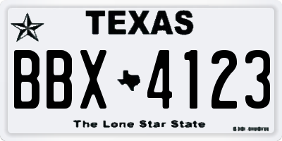 TX license plate BBX4123