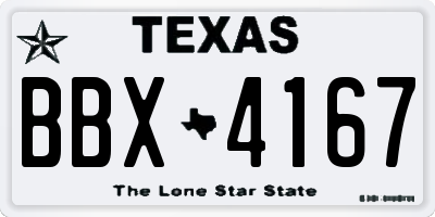 TX license plate BBX4167