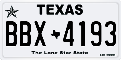 TX license plate BBX4193