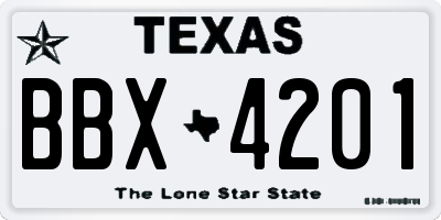 TX license plate BBX4201