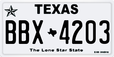 TX license plate BBX4203