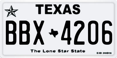 TX license plate BBX4206