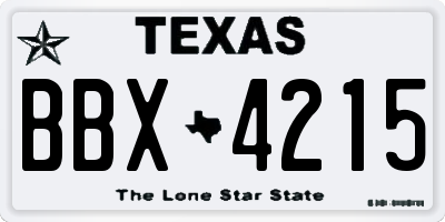 TX license plate BBX4215