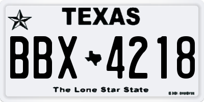 TX license plate BBX4218