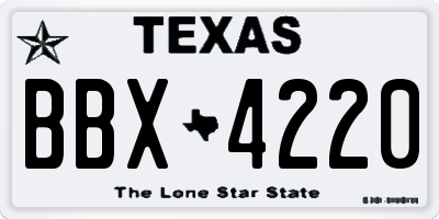TX license plate BBX4220