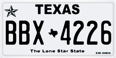 TX license plate BBX4226