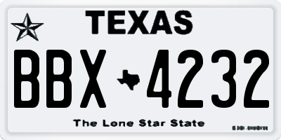 TX license plate BBX4232