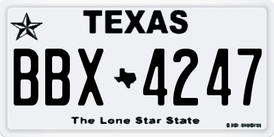 TX license plate BBX4247